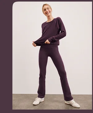 Spacedye High Waisted Practice Pocket Bootcut Pant in Eggplant Purple Heather