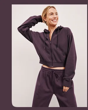 LuxeFleece Zip Up Hoodie in Eggplant Purple