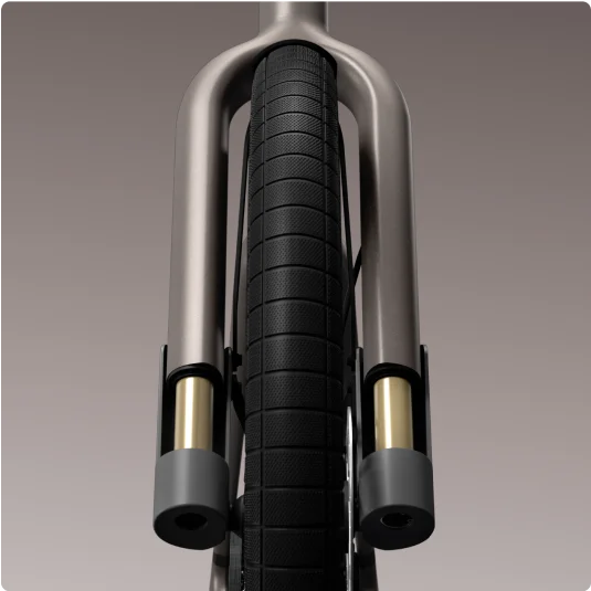 A photograph render of the new Cowboy Cross front suspension