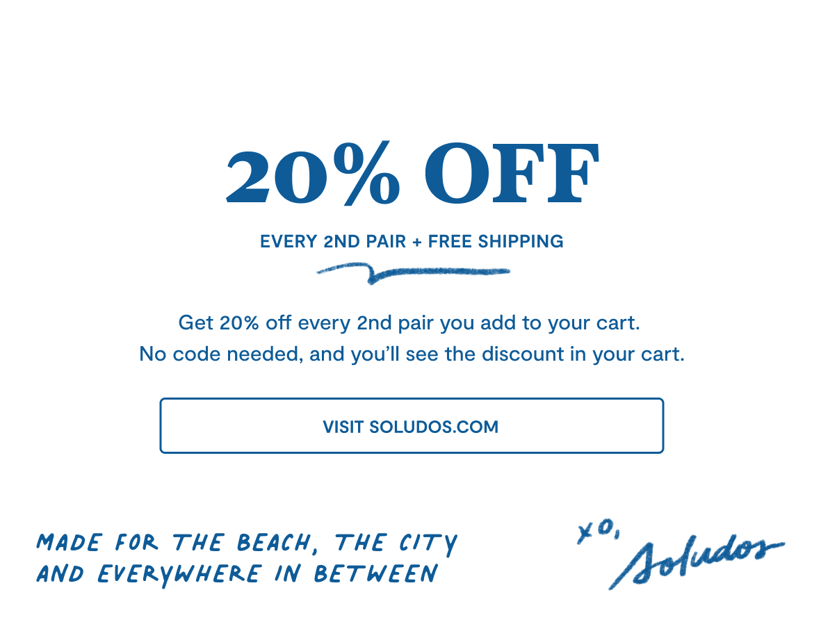 20% Off Every 2nd Pair Plus Free Shipping