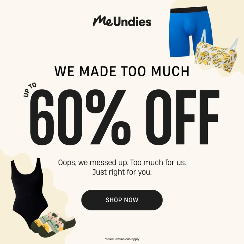 MeUndies | We Made Too Much | Up to 60% Off | Shop Now