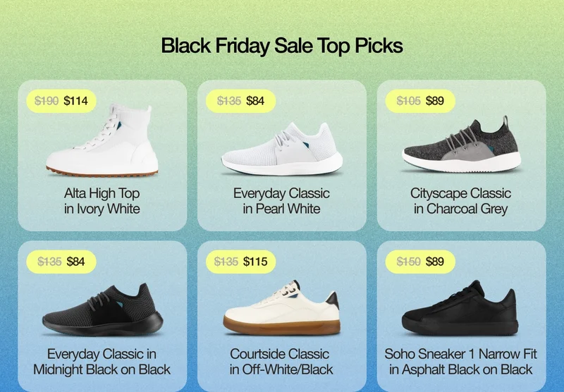 Black Friday Sale Top Picks. Product grid of on-sale styles.