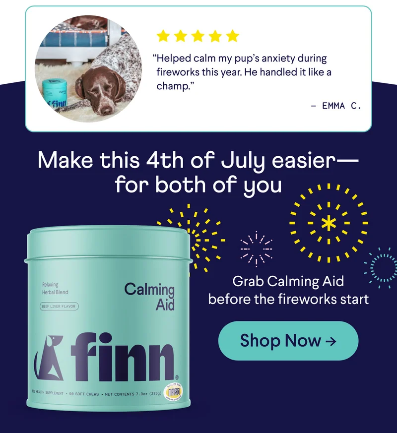 UGC of dog with review: "Helped calm my pup's anxiety during fireworks this year. He handled it like a champ" –&nbsp;Emma C.