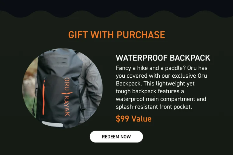 GET A FREE WATERPROOF BACKPACK WITH KAYAK PURCHASE GET A FREE WATERPROOF BACKPACK WITH KAYAK PURCHASE