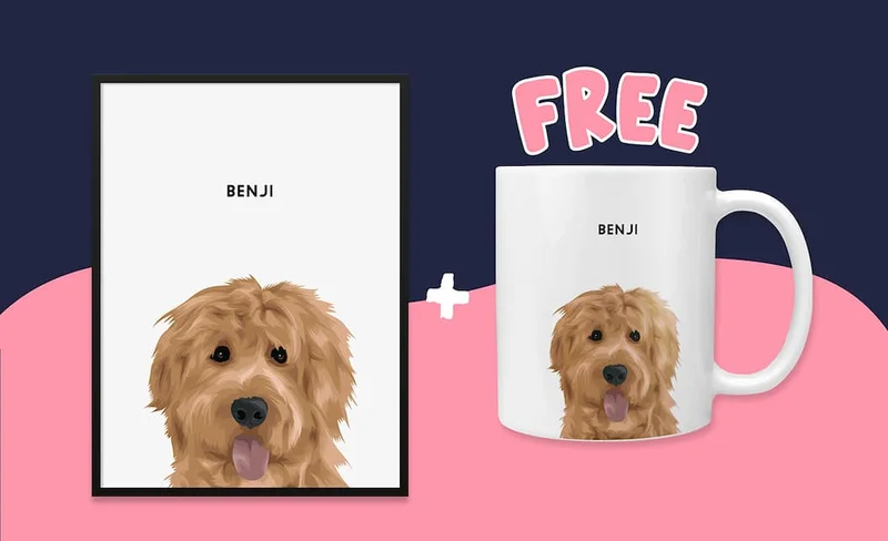 Modern Pet Portrait + FREE Matching Mug worth $39