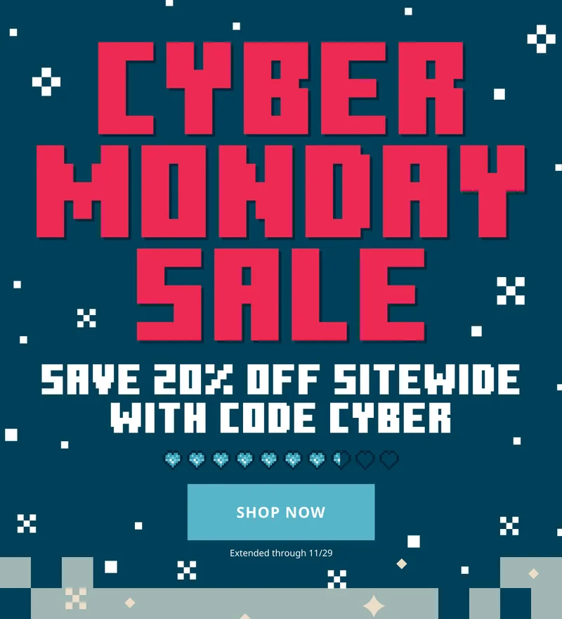 Cyber Monday Savings Shop 20% Off with code discount code
