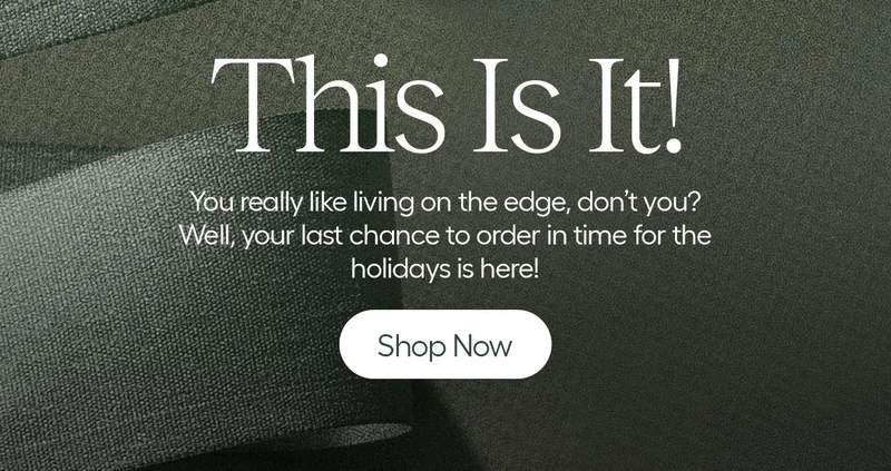 This Is It! You really like living on the edge, don't you? Well, your last chnace to order in time for the holidays is here! - Shop Now