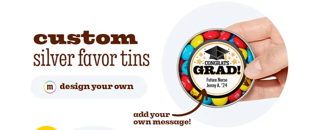 CUSTOM SILVER FAVOR TINS