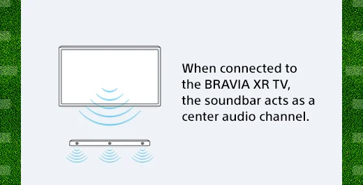 When connected to the BRAVIA XR TV, the soundbar acts as a central audio channel.