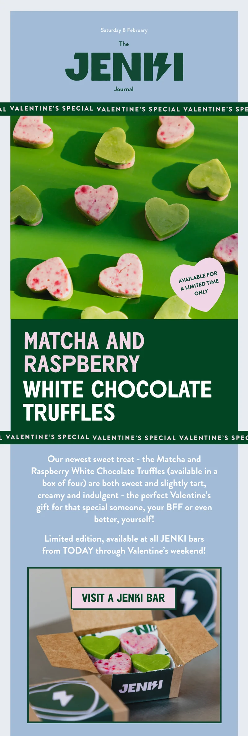 Valentine's Day Matcha White Chocolate Raspberry Truffles Truffles
