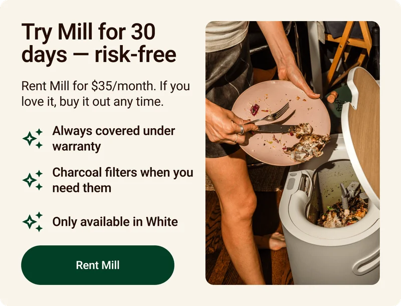 Rent Mill for $35/month. If you love it, buy it out any time. Always covered under warranty. Charcoal filters when you need them. Only Available in white.