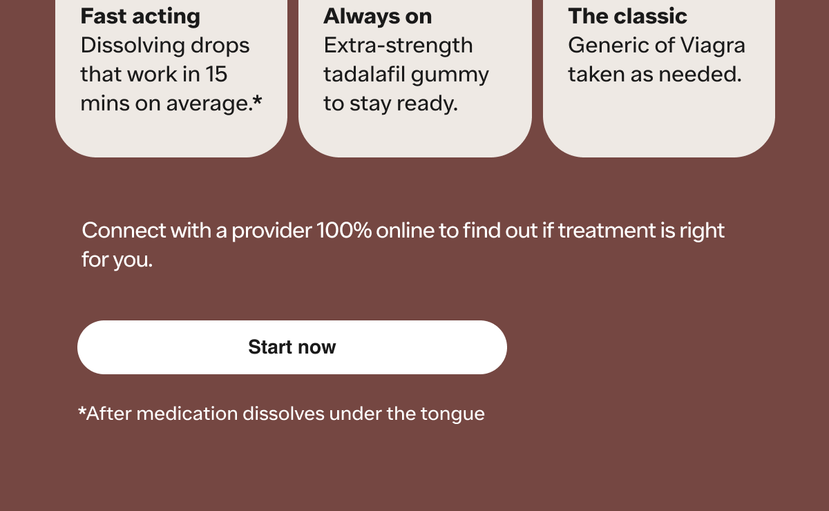 Choose from SparksRx, Daily Rise GummiesRx or Sildenafil and reconnect with a provider