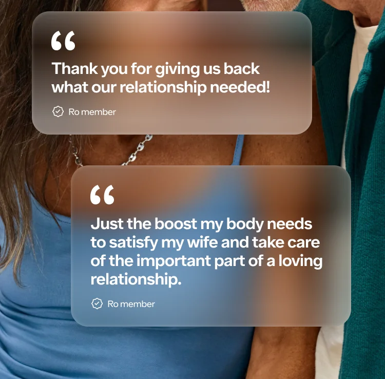 “Thank you for giving us back what our relationship needed! -Ro member “Just the boost my body needs to satisfy my wife and take care of the important part of a loving relationship. -Ro member