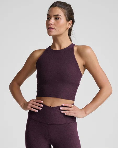 Spacedye Refocus Cropped Tank in Eggplant Purple Heather