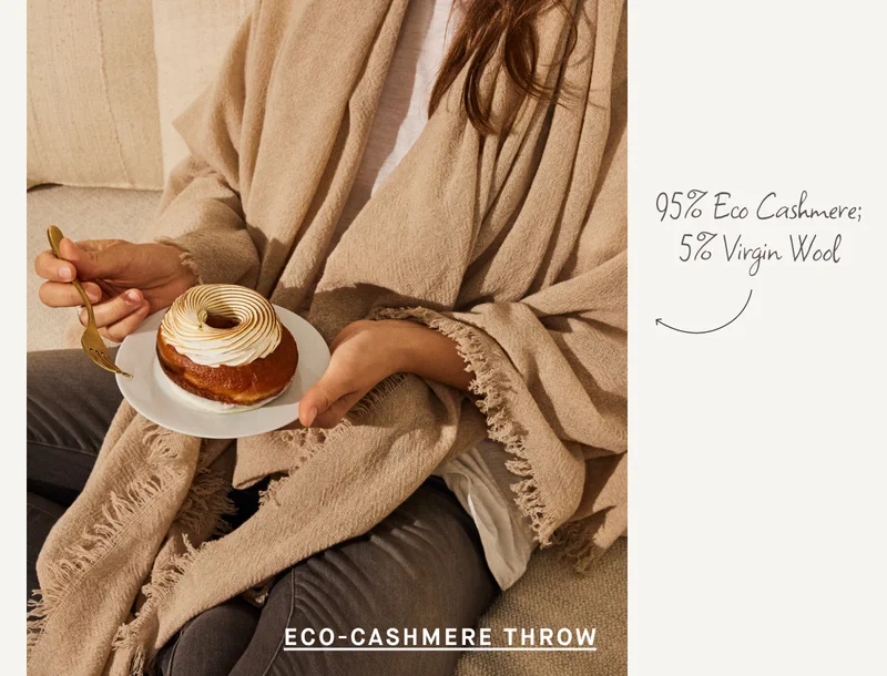 95% Eco Cashmere; 5% Virgin Wool eCO-CASHMERE throw