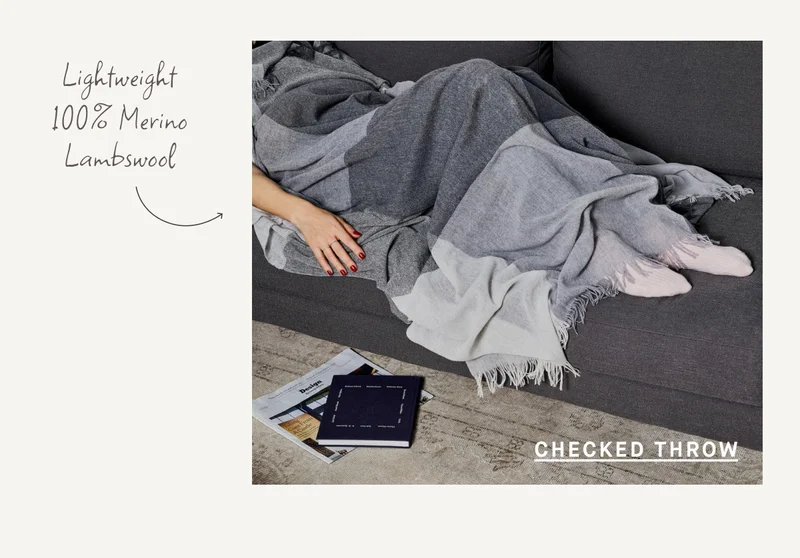 Lightweight 100% Merino Lambswool cheCKED throw
