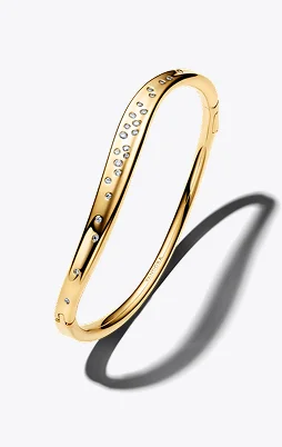 Organically Shaped Stone-Set Bangle