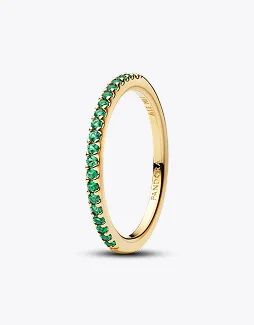 Sparkling Green Half-Eternity Band Ring