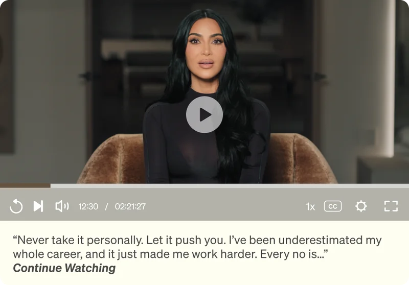 “Never take it personally. Let it push you. I’ve been underestimated my whole career, and it just made me work harder. Every “no” is…” Continue Watching