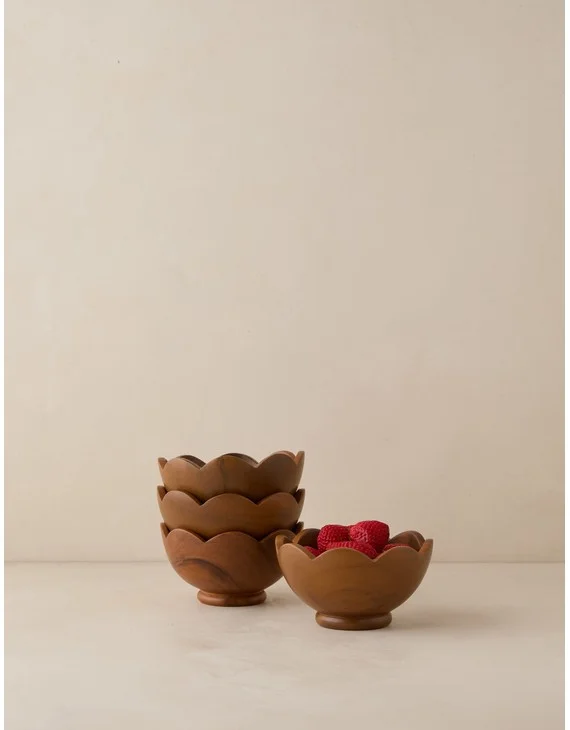 Scalloped Wood Bowls (Set of 4) by Sarah Sherman Samuel - Acacia