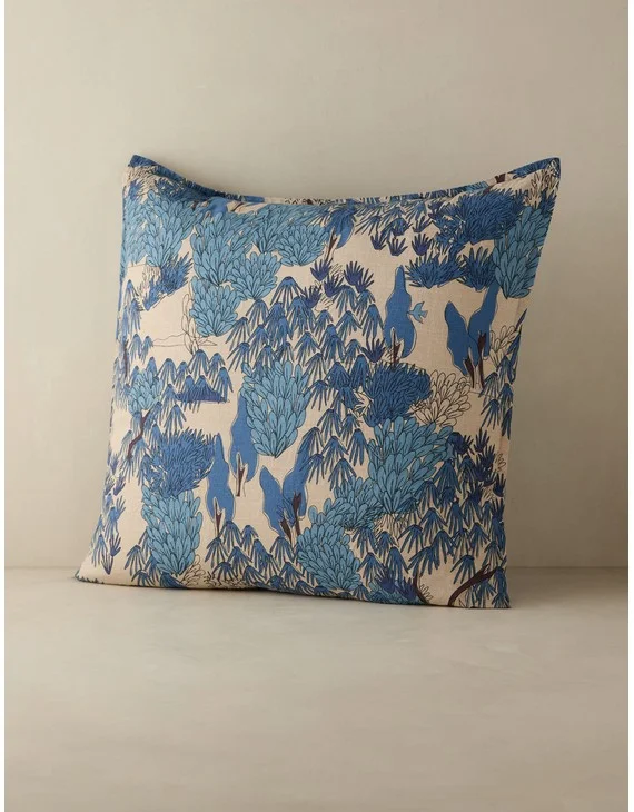 Garden Walk Linen Cotton Sham by Sarah Sherman Samuel-Blue / Euro