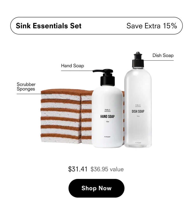 Sink Essentials Set: Dish Soap + Hand Soap + Scrubber Sponges