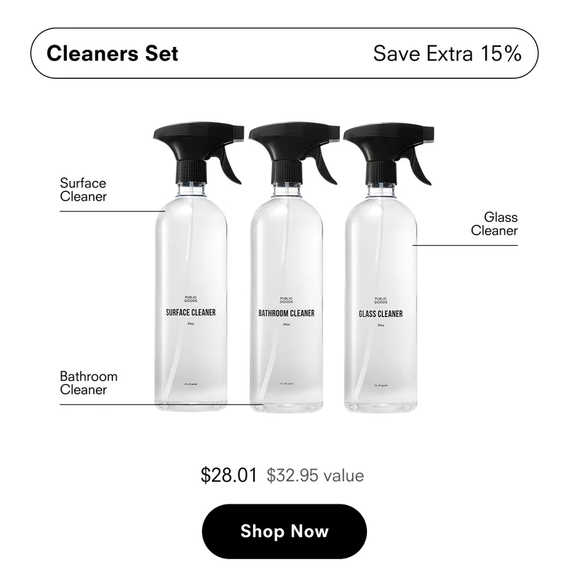Cleaners Set: Surface Cleaner + Glass Cleaner + Bathroom Cleaner