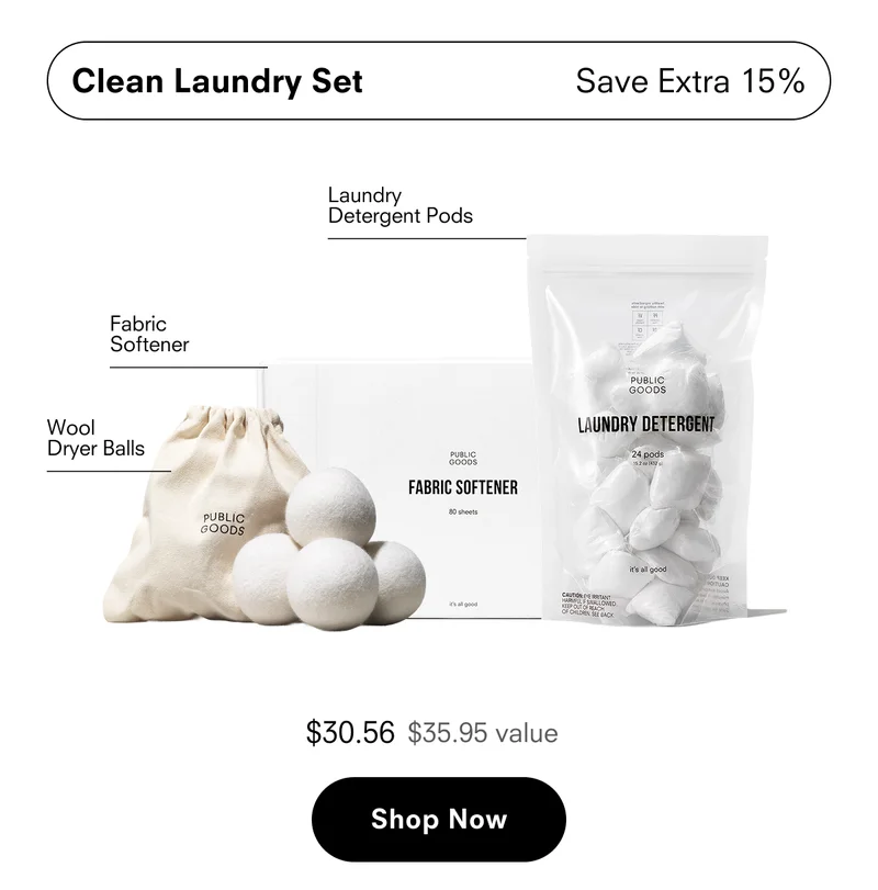 Clean Laundry Set: Laundry Detergent Pods + Fabric Softener + Wool Dryer Balls