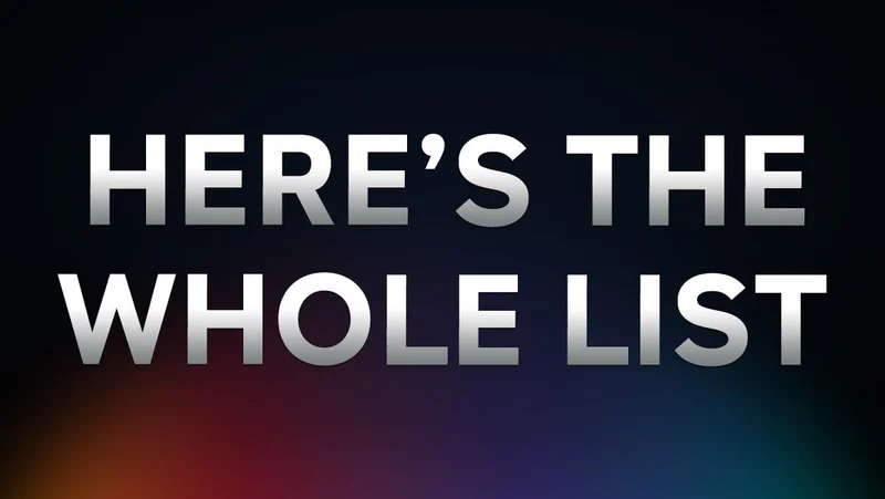 Here's the whole list