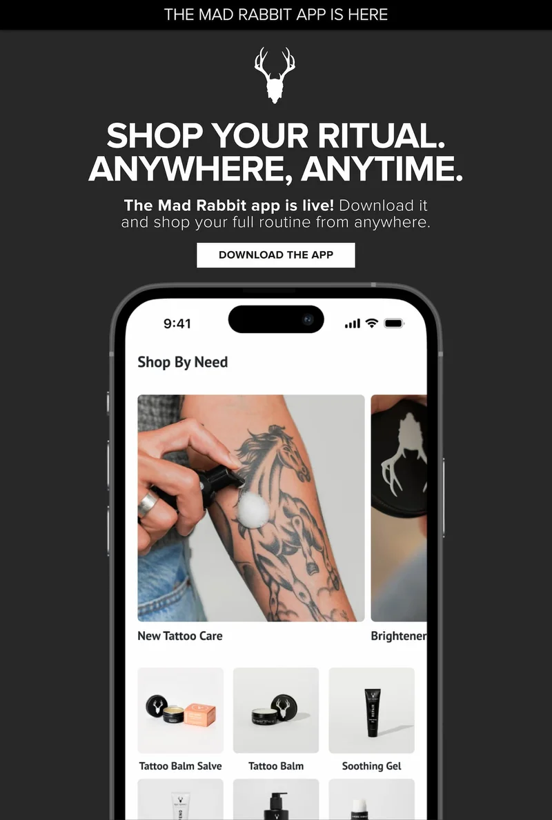 Shop your ritual. Anywhere, Anytime. The mad rabbit app is live. Download it and shop your full routine from anywhere.