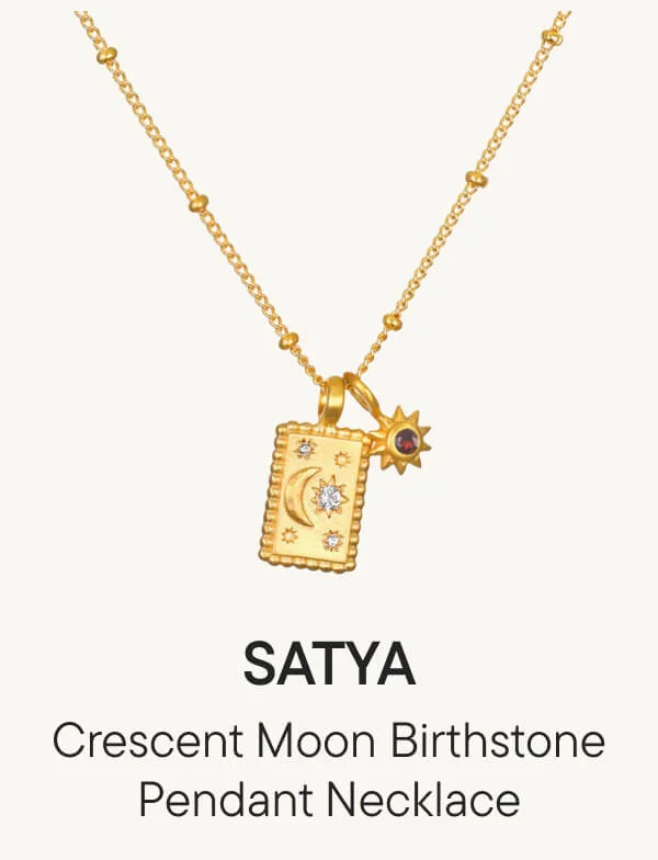 Crescent Moon Birthstone Pendant Necklace