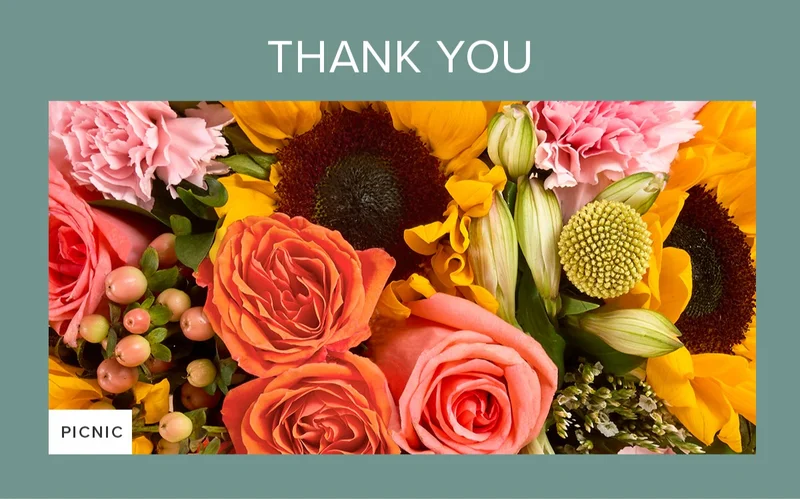 Shop Thank You. Featured Bouq: Picnic.