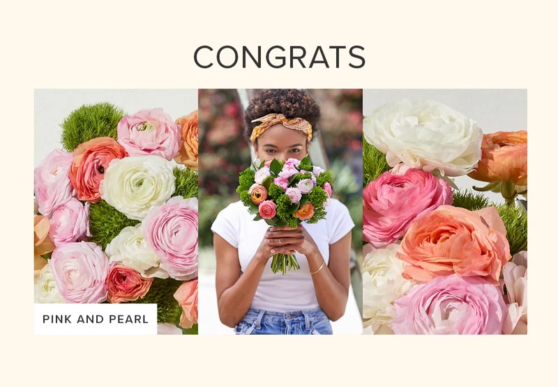 Shop Congrats. Featured Bouq: Pink and Pearl