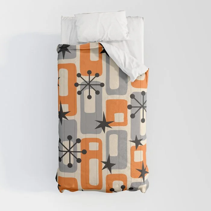 Mid Century Modern Decor 252 Autumn Orange and Gray Comforter Comforter