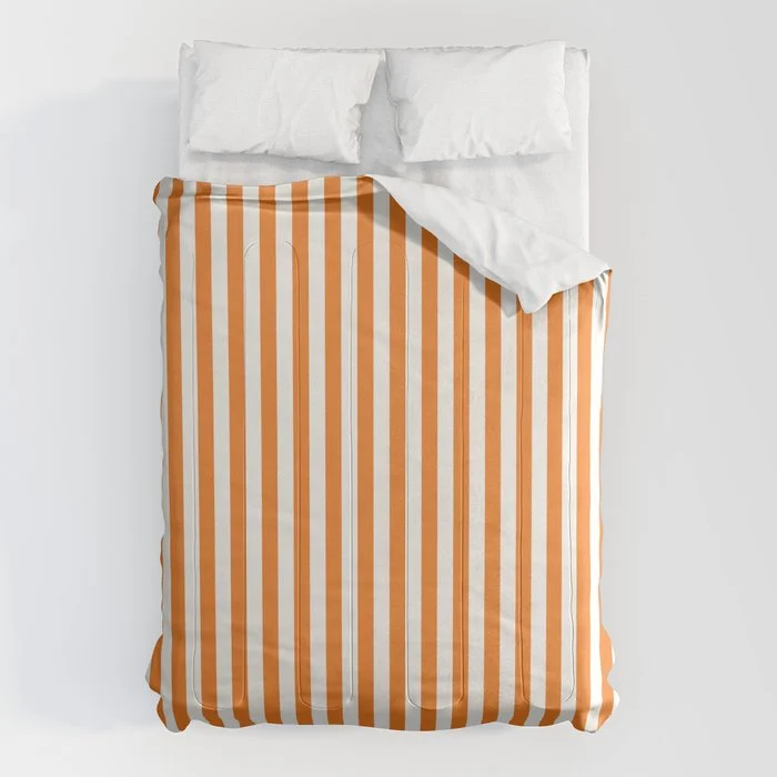 Orange and White Stripes Comforter Comforter