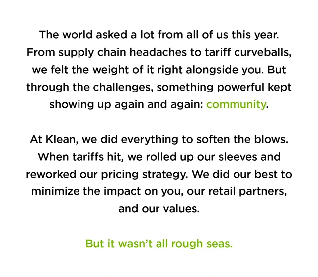 Summary of Klean thoughts on the year.