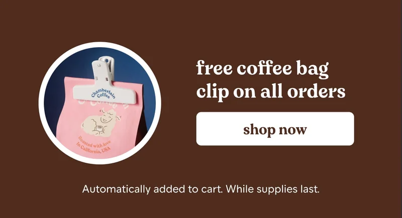 free coffee bag clip on all orders