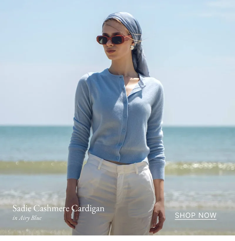 Sadie Cashmere Cardigan in Airy Blue SHOP NOW