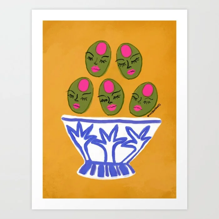 Sassy Olives In A Bowl Art Print Art Print