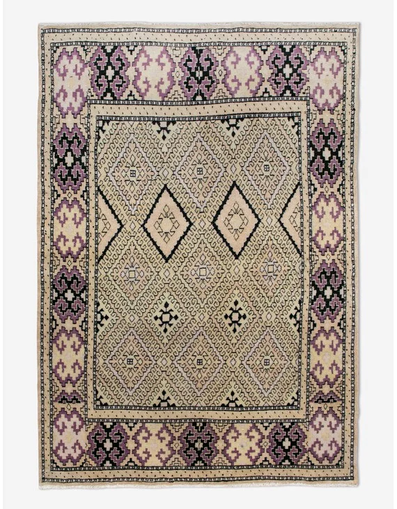 Vintage Turkish Hand-Knotted Wool Rug No. 456, 4'5" x 6'1"