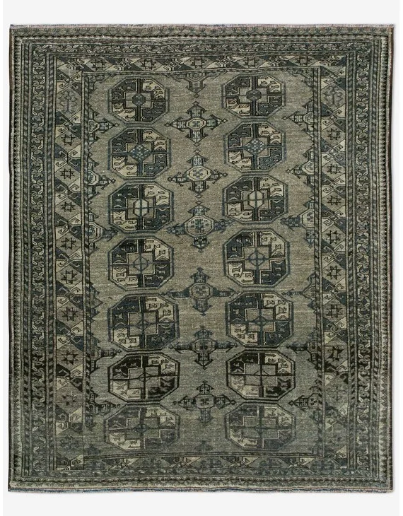 Vintage Turkish Hand-Knotted Wool Rug No. 460, 4'6" x 5'2"