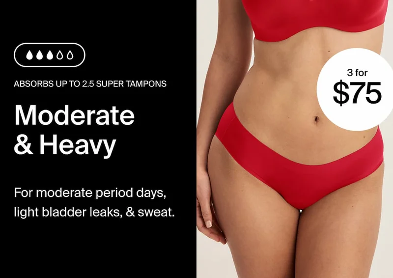 Absorbs up to 2.5 super tampons. Moderate & Heavy, 3 for $75