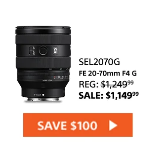 Sony FE 20-70mm F4 G | Compact, lightweight standard zoom lens covers ultra-wide 20 mm to 70 mm (SEL2070G) | Save $100