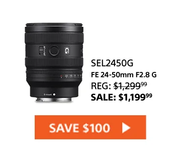 FE 24-50mm F2.8 G Compact, lightweight standard zoom lens with large F2.8 constant aperture | Save $100
