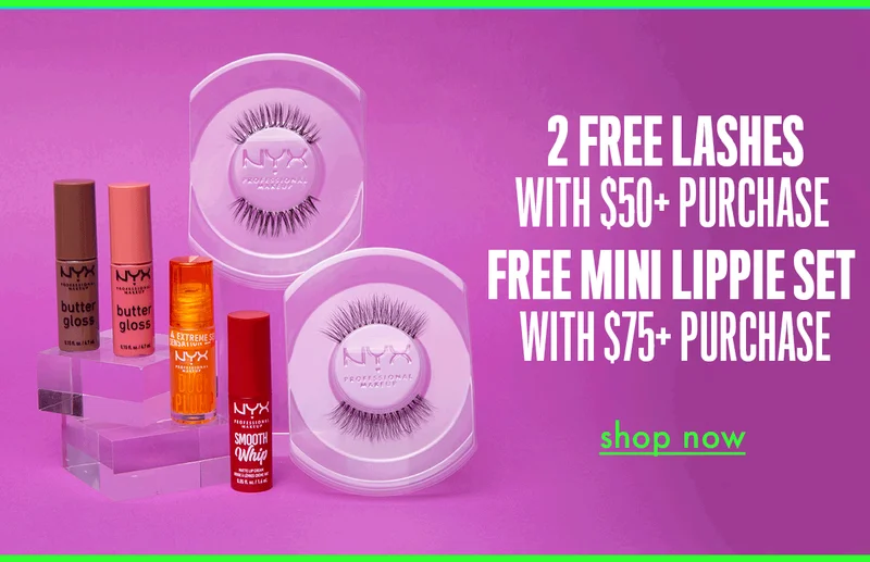 2 FREE LASHES WITH $50+ PURCHASE + FREE MINI LIPPIE SET WITH $75+ PURCHASE