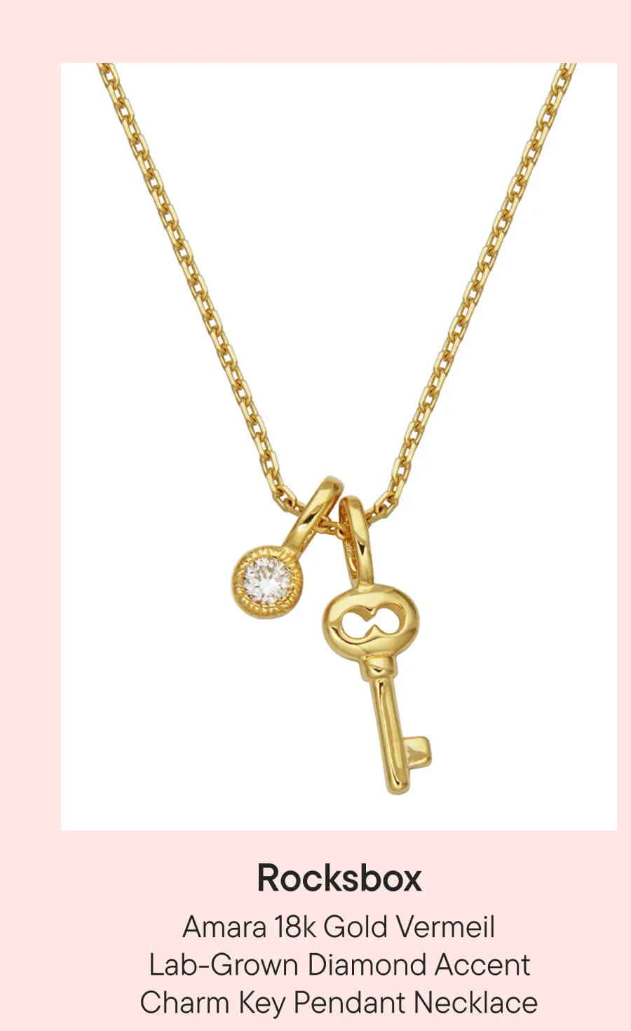 Amara 18k Gold Vermeil Lab-Grown Diamond Accent Charm Key Pendant Necklace