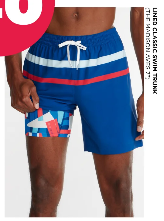 Lined Classic Swim Trunk: The Madison Aves 7"