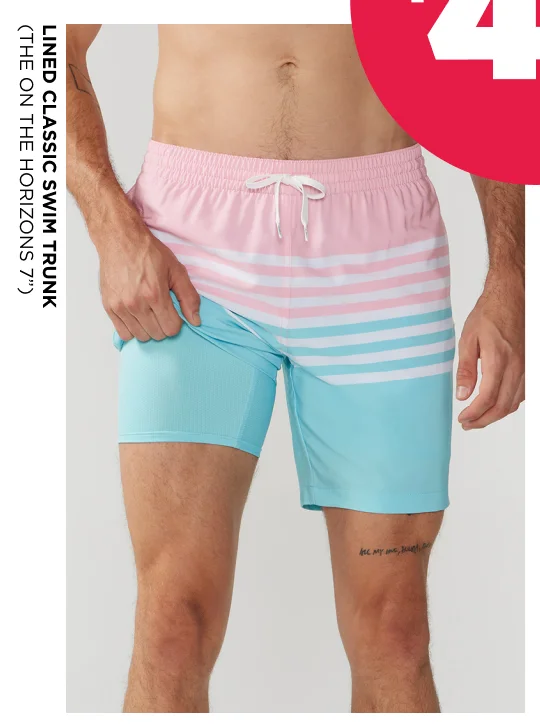 Lined Classic Swim Trunk: The On The Horizons 7"