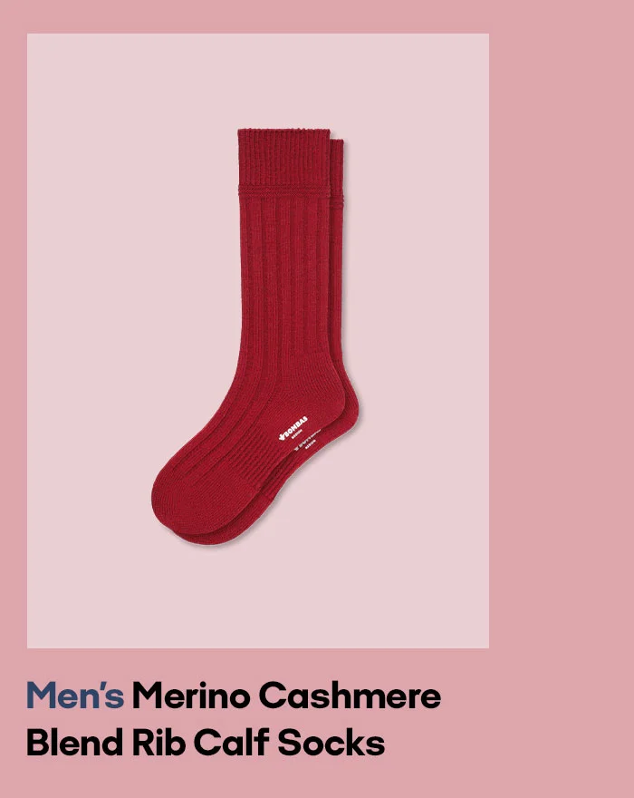 Men's Merino Cashmere Blend Rib Calf Socks