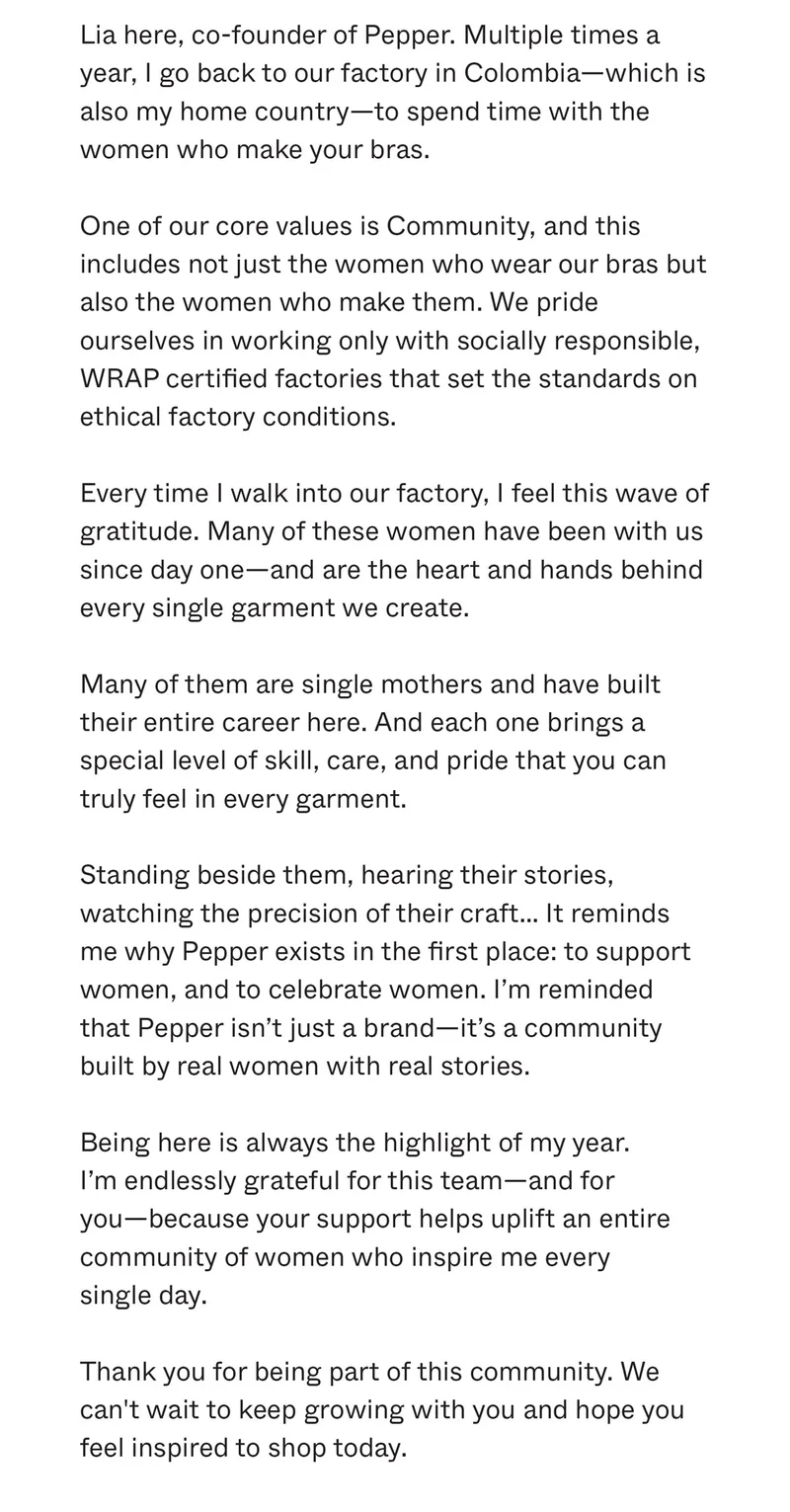 A letter from Pepper Co-Founder, Lia.